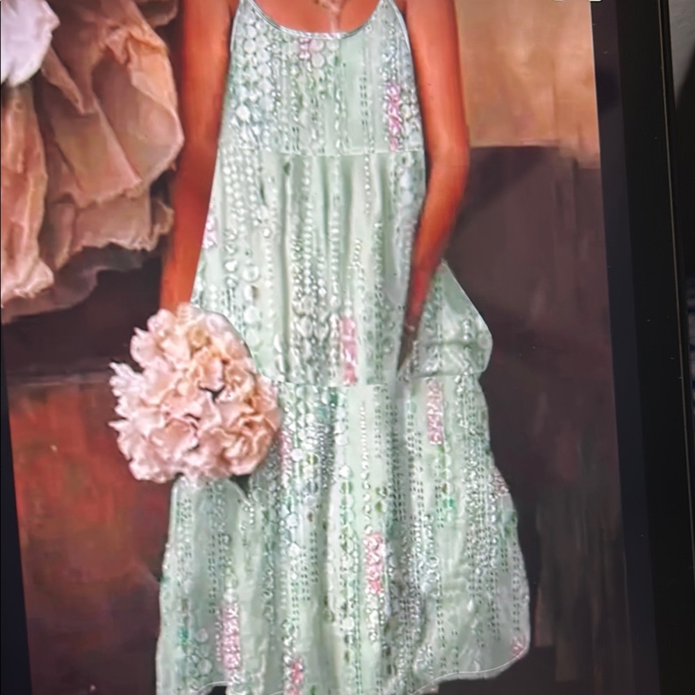 054. Green Sleeveless Sundress for Wedding Guests